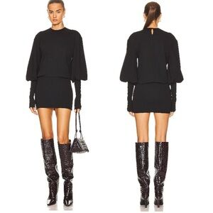 The Attico Karlie mini black dress with statement sleeves